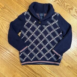 Bowen & Wright Boys Sweater Size 4 – Navy Shawl Collar Argyle Preppy Classic